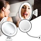 Зеркало для макияжа со светодиодной подсветильник кой, на присоске, с 10-кратным увеличением