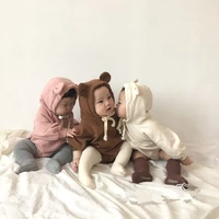 baby boys clothes bodysuit infant cute bear ears plush hoodie cotton soft baby girl jumpsuit for spring autumn 0 2 year old