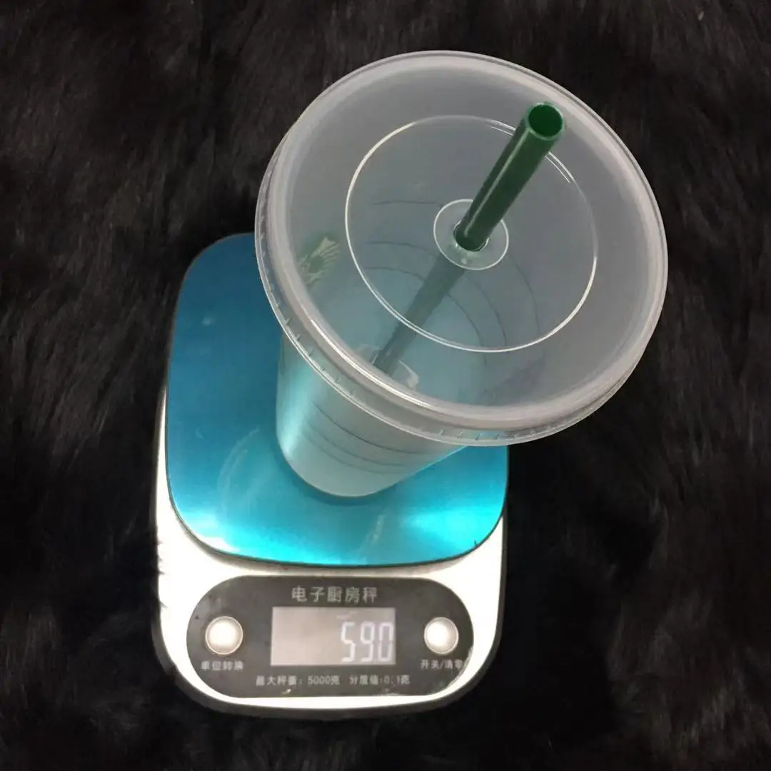 Матовая Белая прозрачная пластиковая кружка с прозрачной соломинкой 710 мл 24