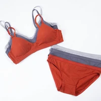cotton sports bra set women panties underwear set sexy seamless soft solid color bralette lingerie tank crop top 2021 new