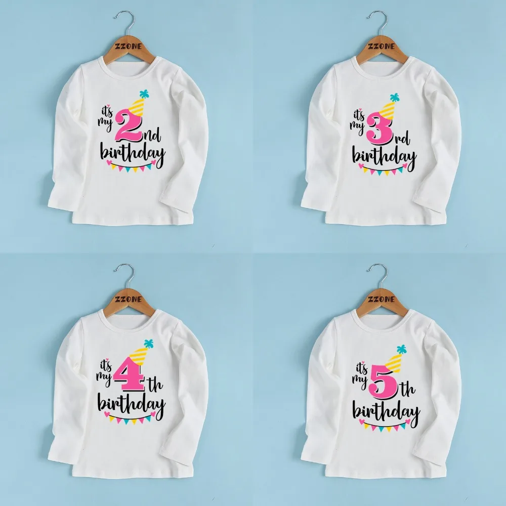 

Girls Happy Birthday Number 1-9 Letter Print T shirt Baby Long Sleeve Clothes Kids Funny Birthday Gift Number T-shirt,LKP2432