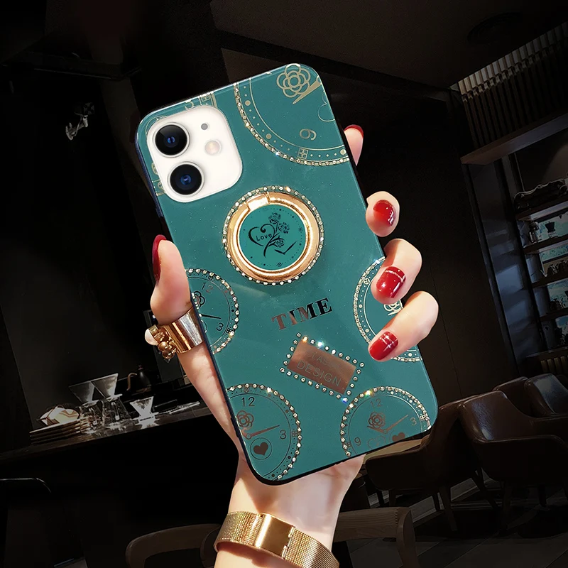 Роскошный блестящий чехол-подставка для iPhone 12 11 Pro X XR XS MAX SE2020 6 7 8 Plus Samsung S 9 10 Note 20