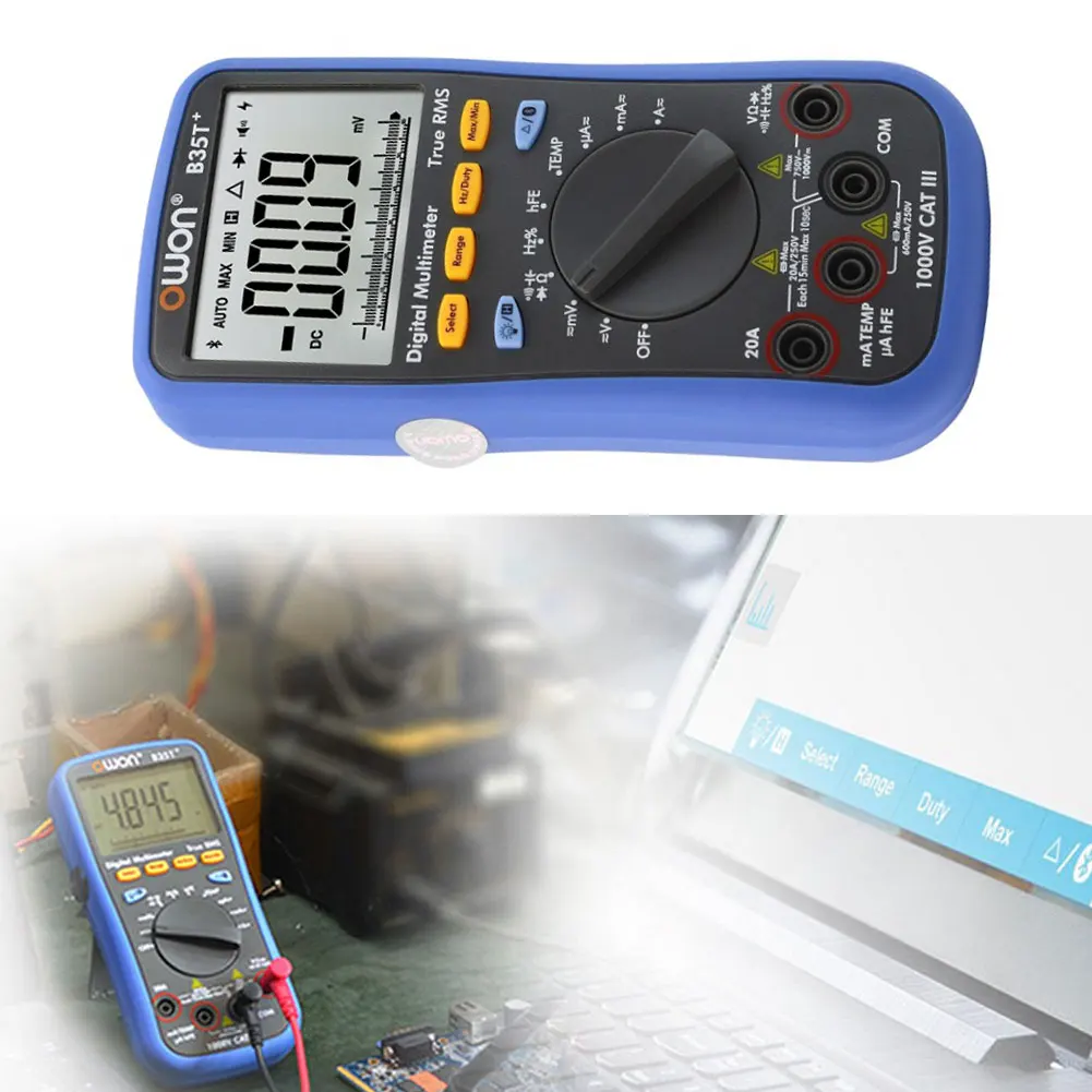 

Multimeter Bluetooth Digital Data Logger Temperature OW18B NCV True RMS Thermocouple Flashlight App AC/DC Current Voltage Meter