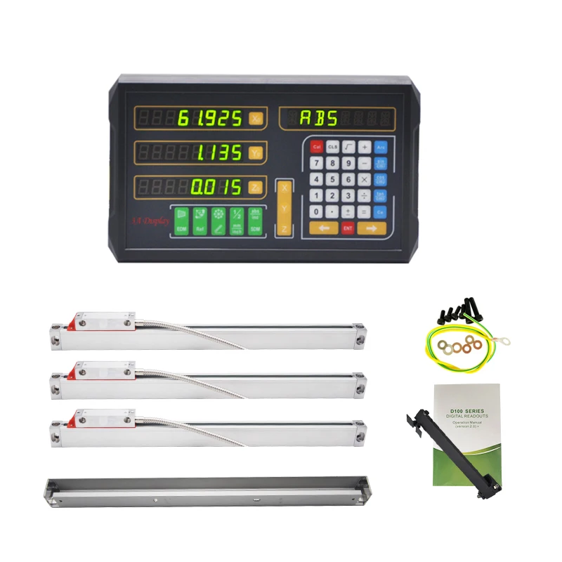 

Ditron 3 Axis Digital Readout Dro Set Kit with 3 PCS 0-1000mm Linear Glass Scale/Grating Ruler for Milling Lathe Machine