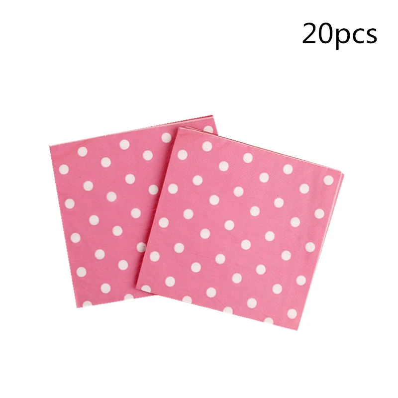 20pcs pink napkin 10 шт., 7 дюймов, 8 цветов, тарелки в горошек, тарелки с рисунком в горошек, вечерние украшения для детского душа, тарелки в горошек, красные тарелки в горошек - Цвет: 20pcs pink napkin