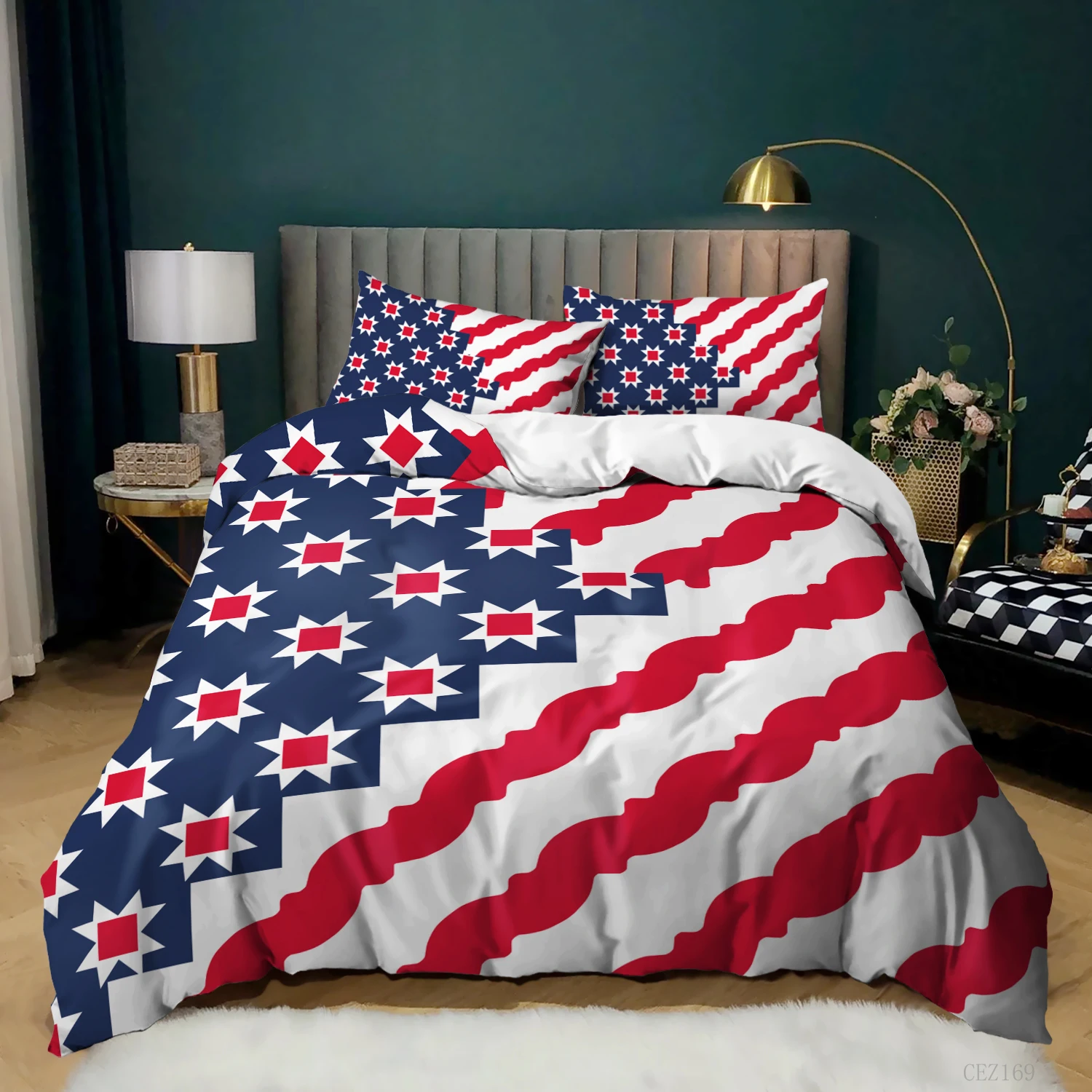 3D Print 2/3 Pcs Colorful American National Flag Bedding Set Duvet Cover Pillowcase Quilt Bed Queen King Size | Дом и сад