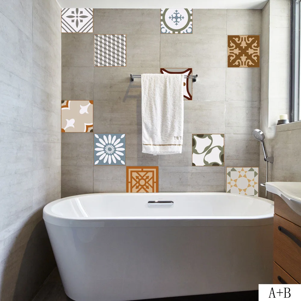 Baroque Style Tile Sticker Retro Pattern Wall Stickers Home Living Room Bedroom Kitchen Decoration | Дом и сад