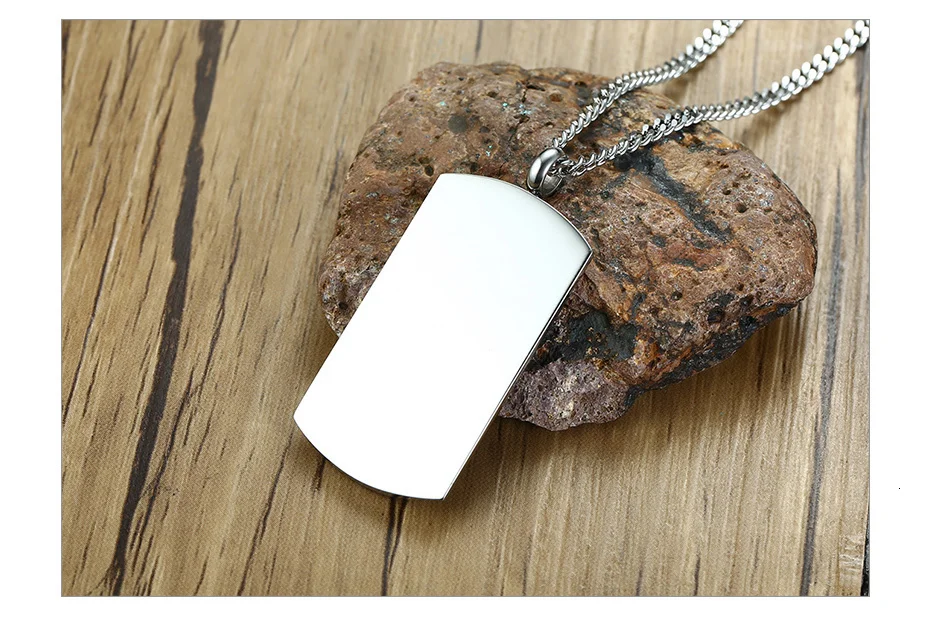 Vnox Простой ID Dog Tag кулон ожерелья для мужчин женщин ювелирные изделия с AAA кубического циркония 2" Цепочка