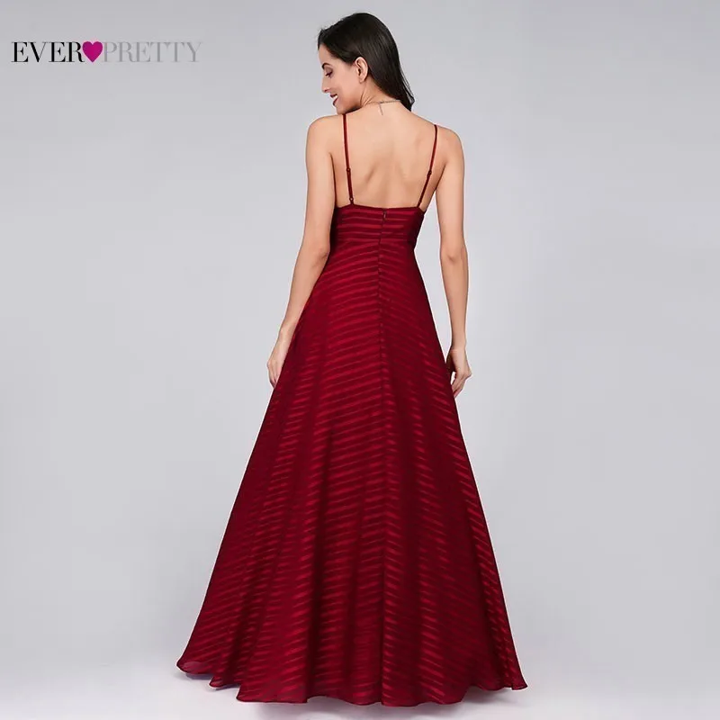 Новое поступление Бордовые Платья для подружки невесты Ever Pretty A-Line с v-образным вырезом на бретельках сексуальные длинные платья для свадебной вечеринки Vestido