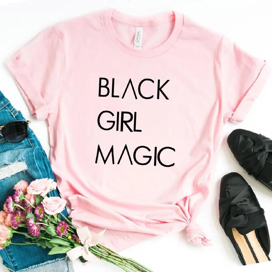 

Women T Shirt BLACK GIRL MAGIC Print Tshirt Women Short Sleeve O Neck Loose T-shirt Ladies Summer Causal Tee Shirt Clothes Tops