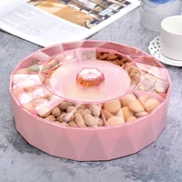 creative compartment candy box with lid living room office transparent snack plate new year festive plastic dried fruit box