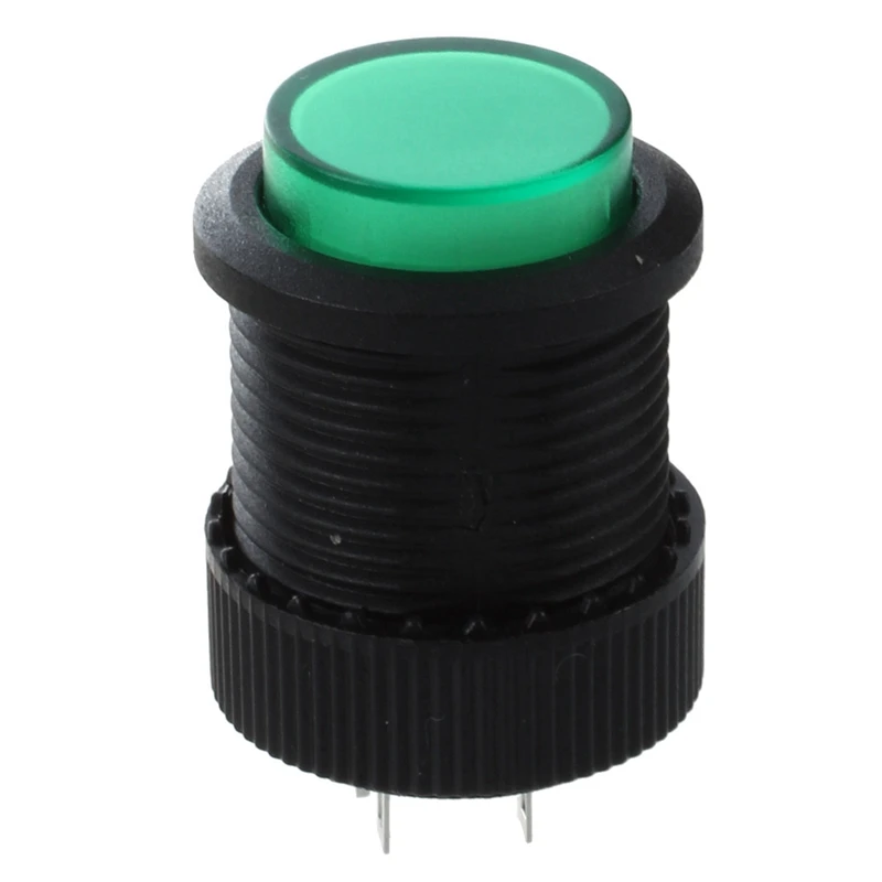 5 шт. 4 клеммы тип блокировки зеленый светодиодный Круглый кнопочный