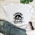 Мягкая футболка премиум-класса для кемпинга это моя терапия, забавная футболка для кемпинга, повседневная женская футболка с графическим принтом Приключения на улице, летние футболки, топы