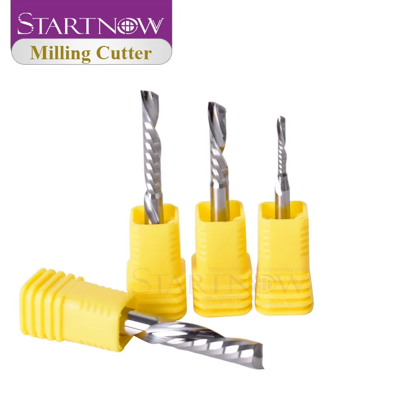 Startnow 5Pcs/lot Down Cut Milling Cutter Single Flute Spiral Bits 3.175/4/6 SHK Tungsten Carbide CNC Tool Router Engraving | Инструменты