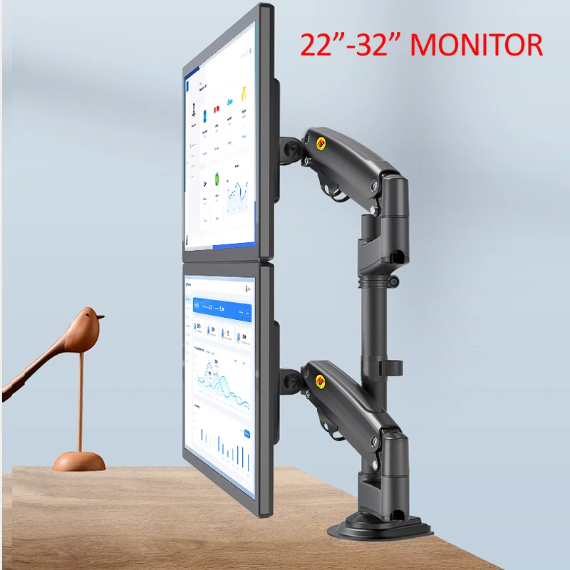 NB NEW H180 22&quot-32&quotDouble monitor desk Holder Arm Gas Spring Full Motion LCD TV Mount 2-12kg ergonomica dual arm clamp bracket |