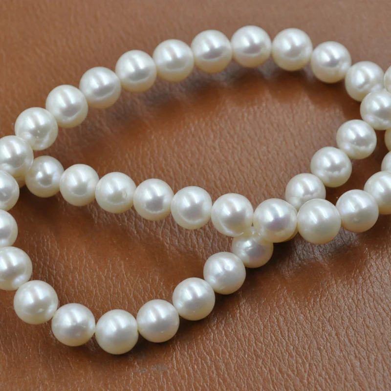 

Genuine Freshwater Pearl 9 mm Gorgeous White Strong Luster Loose Beads 1 String 40 cm for Handmade Necklace DIY Jewlry