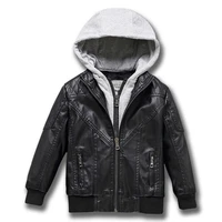 spring boys jacket can detached hood leather winter warm child coat thicken pu leather casual children clothing outerwear 4 13y
