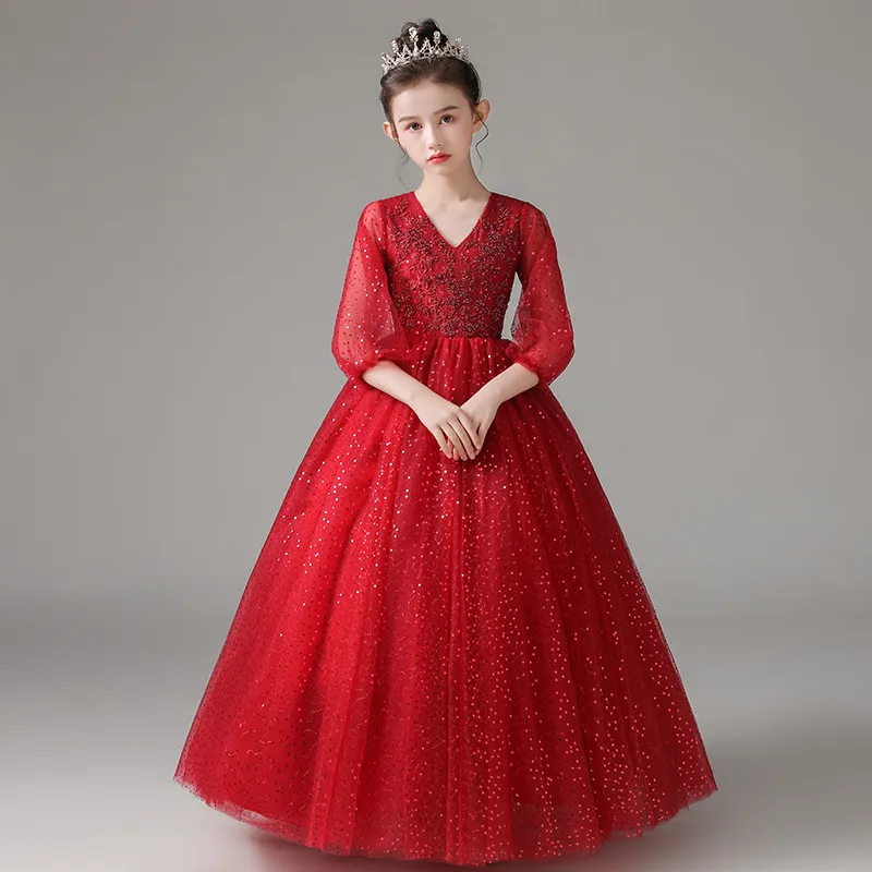 Вечерние платья для девочек Элегантные новые роскошные кружевные с вышивкой