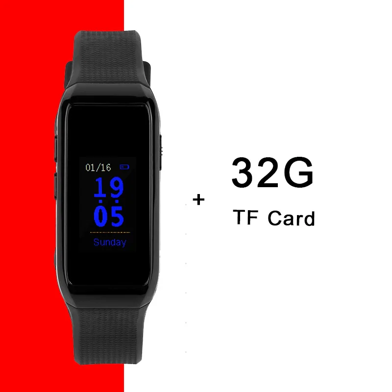 HD 1080P камера Диктофон Видео Аудио Звук Спорт трекер часы SmartBand браслет умный браслет - Цвет: 32GB