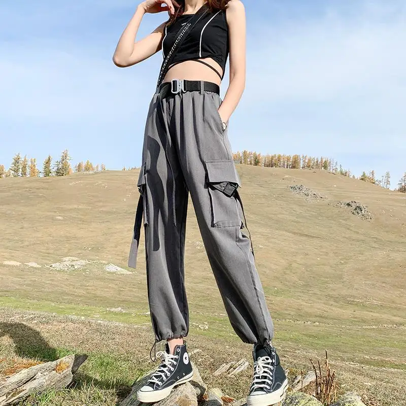 

HOUZHOU Harajuku Streetwear Cargo Pants Loose Vintage High Waist Trousers Techwear Hip Hop Causal Korean Fashion Sweatpants