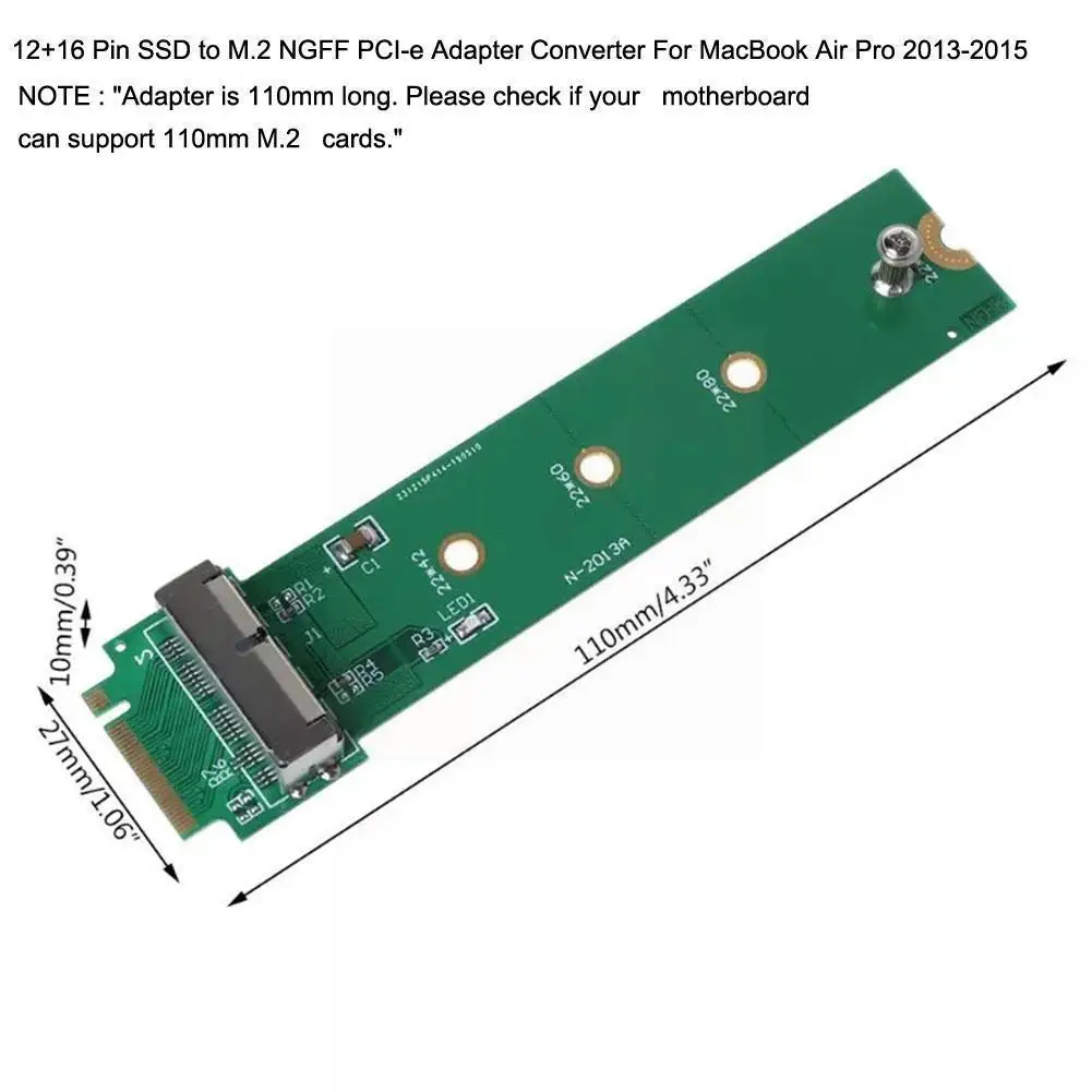 Фото 12 + 16 Pin SSD на M.2 NGFF PCI-e адаптер конвертер для Apple 2013-2015 Air A1466 Pro A1465 MacBook D6M2 Компьютеры 12 + 16 Pin SSD на M.2 NGFF PCI-e адаптер конвертер для Apple 2013-2015 Air A1466 Pro A1465 MacBook D6M2 Компьютеры