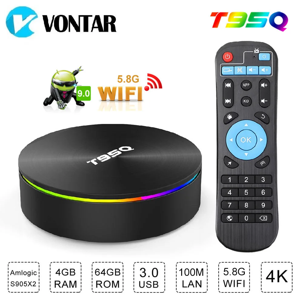 T95Q Smart TV Box Android 9 0 4 Гб 64 четырехъядерный процессор Amlogic S905X2 2 4G 5G Wifi BT4.1 1000M H.265 4K 60pfs