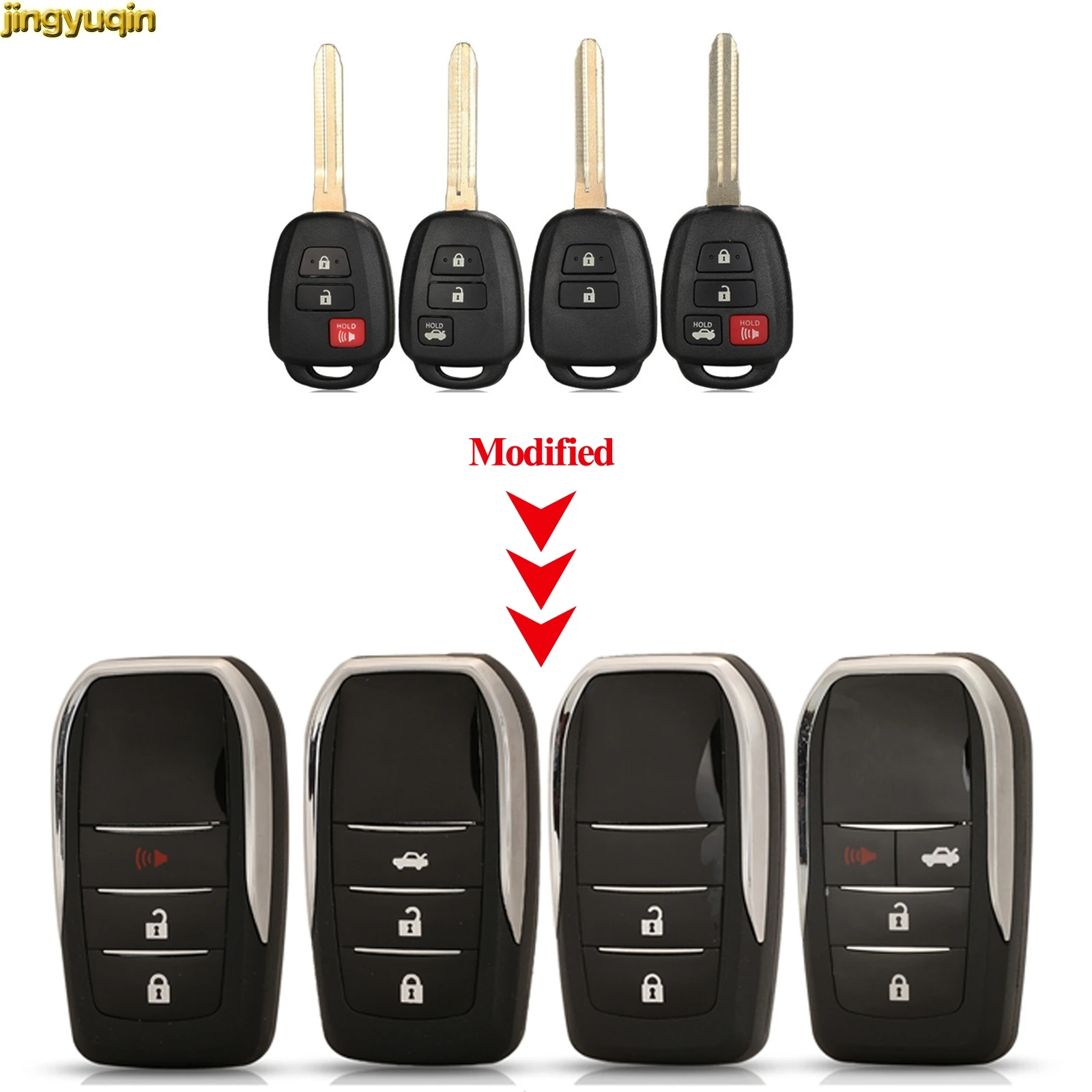 

Jingyuqin дистанционный ключ-брелок от машины Shell модифицированный для Toyota Camry 2012-2017 Corolla 2014-2018 2/3/4 кнопки