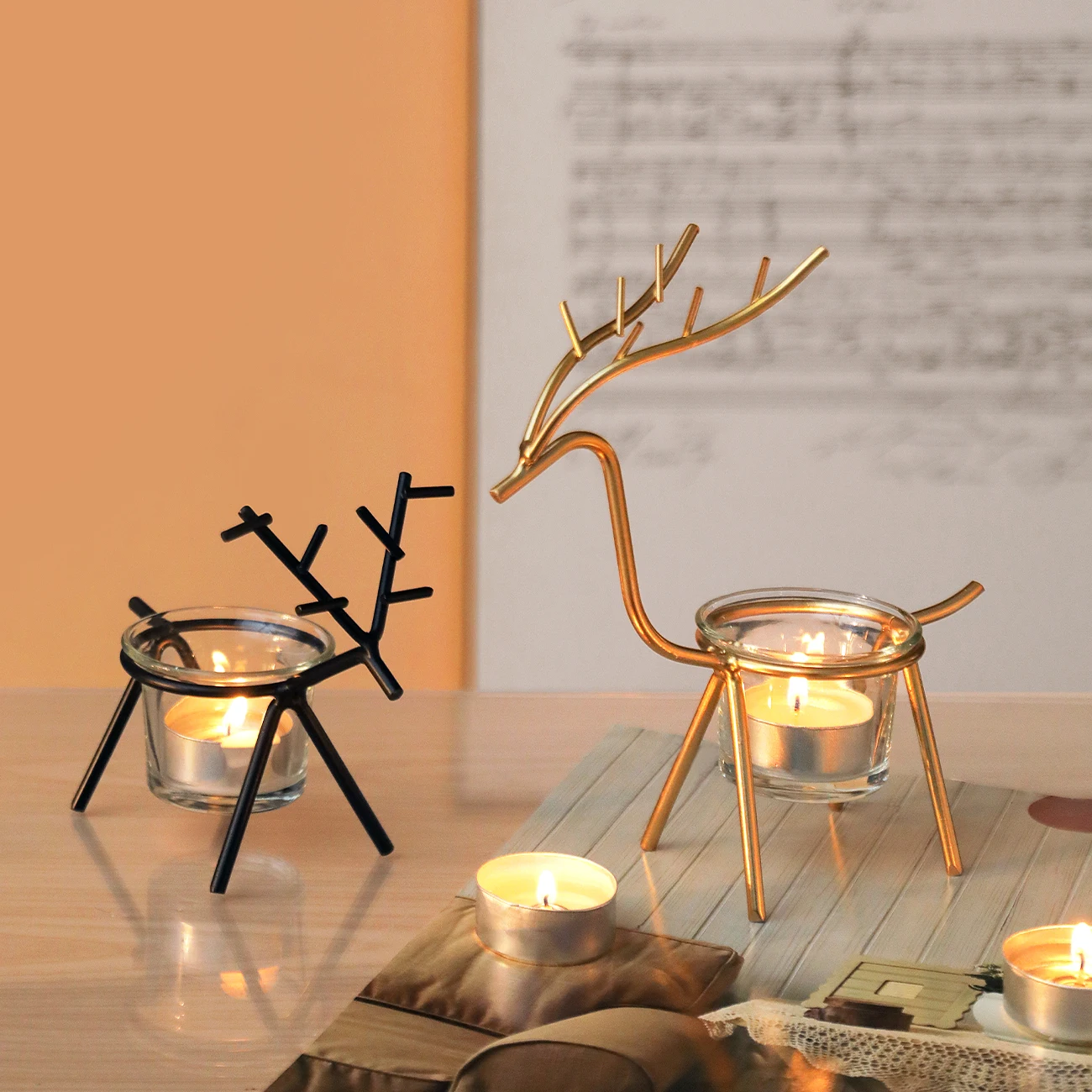 

Creative Elk Metal Candle Holder Wedding Party Candlestick Household Table Decoration Ornaments Home Decor Iron Artcraft Deer