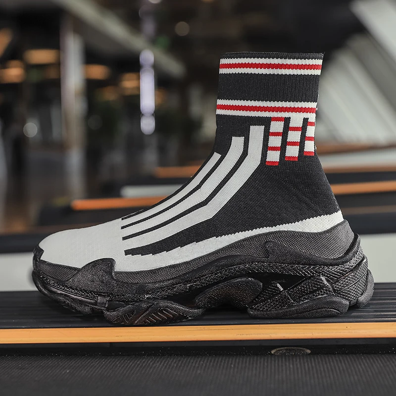 Женская беговая Обувь Уличная обувь для бега черная трикотажная дышащая подошва