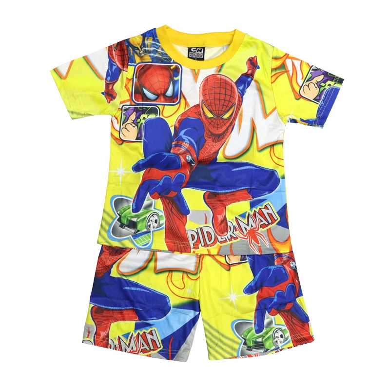 

Disney Boy Sets Kids Short sleeve Summer Children's Clothing Baby Pajamas Spiderman 3-8 Y Old Fashion T-shirt + shorts Two-piece