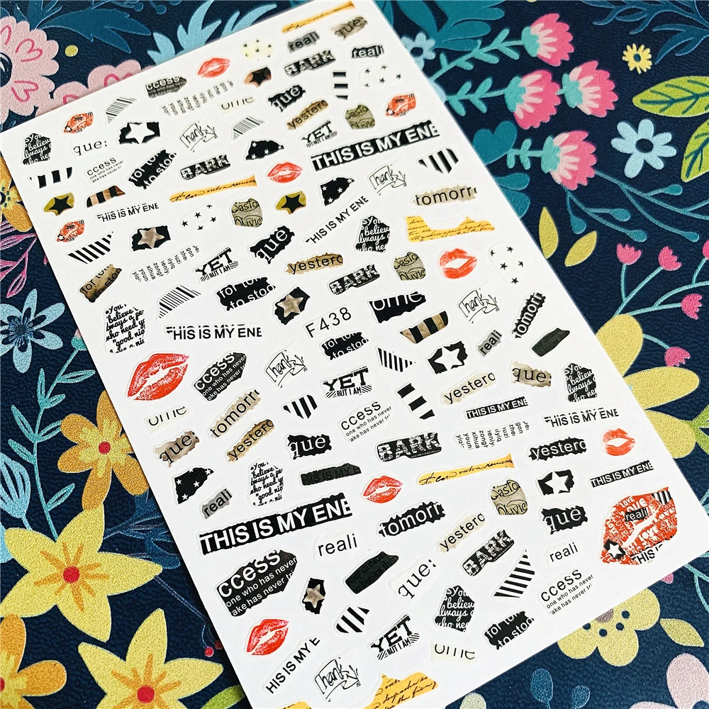 

Newest F sereis F-438-471 English digital 3d nail art sticker nail decal stamping export japan designs rhinestones decorations