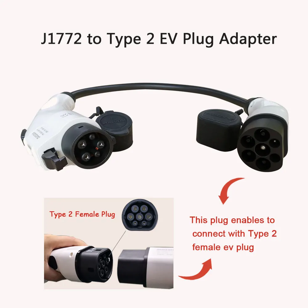 EV зарядное устройство разъем 16A 32A IEC 62196-2 Тип 1 в 2 адаптер вилка конвертер |