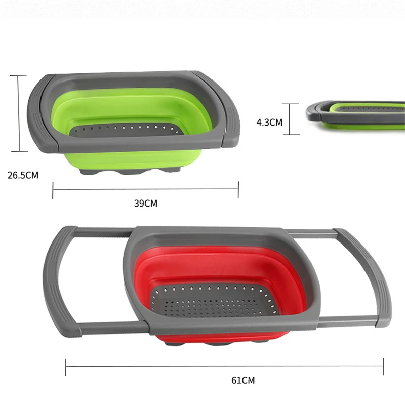 

Folding Drain Basket Telescopic Foldable Drain Basket Adjustable Vegetable Sink Basket Washing Fruit Basket Kitchen Accessories