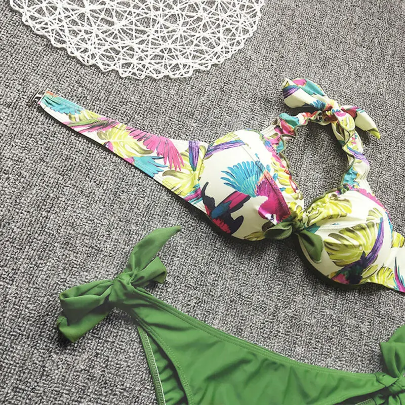 Комплект бикини женский с эффектом пуш-ап пикантный купальник завышенной талией