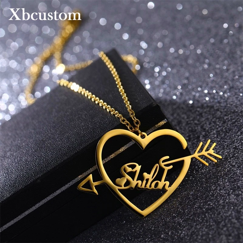 Именное ожерелье персонализированные ожерелья в форме сердца из нержавеющей