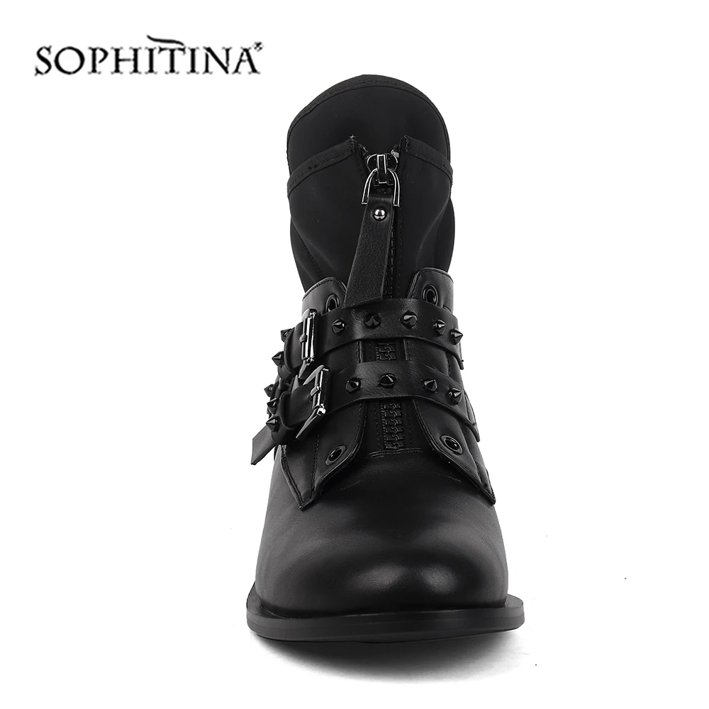 SOPHITINA/модные ботинки с пряжкой Удобная обувь на квадратном каблуке круглым