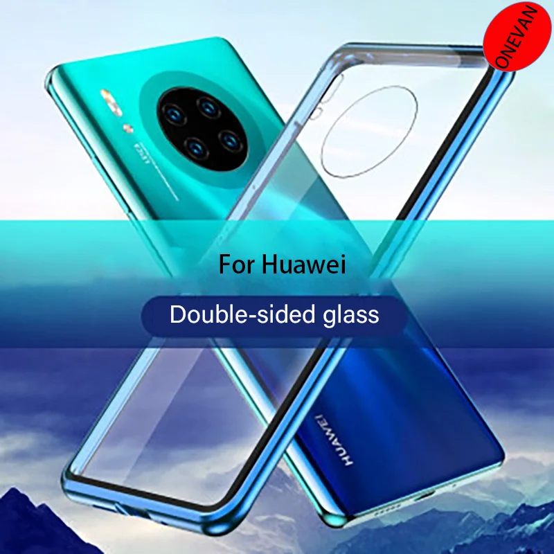 

Double Side 360 Degree Magnetic Adsorption Glass Case For Huawei P30 P40 P20 Lite Pro For Honor 30 20 9X Nova 6 7 SE Case Cover