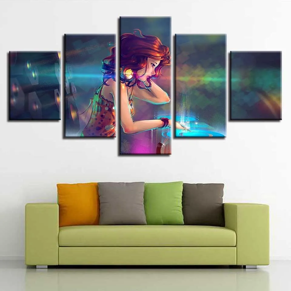 Модульная рамка печать на стену искусство 5 штук сексуальные красные волосы