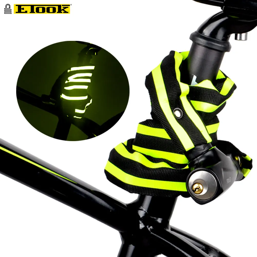 Велосипедный Замок Etook защита от кражи цепи с высокими светоотражающими