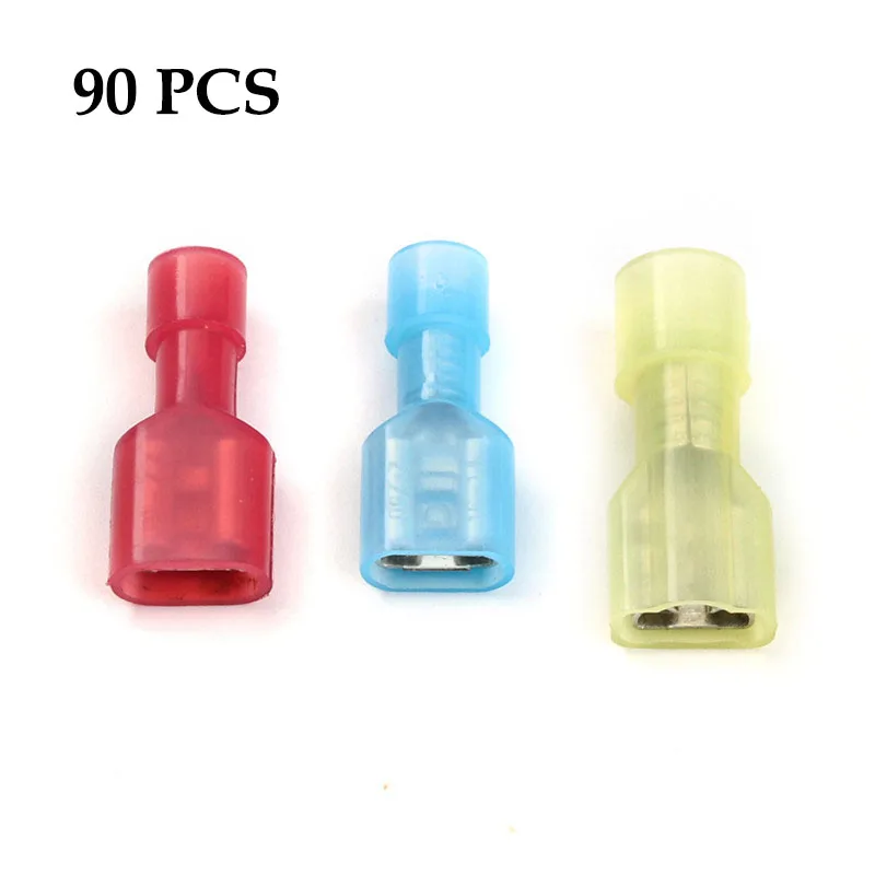 90 шт. электрические обжимные нейлоновые латунные клеммы FDFN полностью