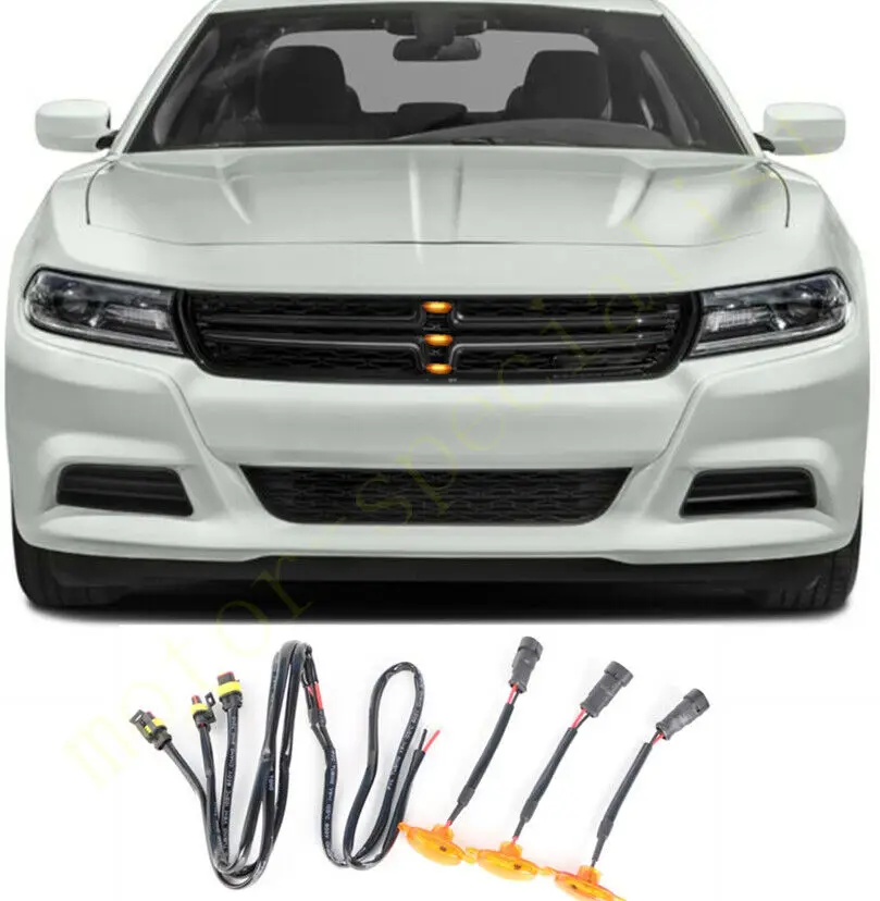 

3 шт. светодиодный автомобиль Передняя Решетка Светодиодный Янтарный светильник Raptor Стиль светильник комплект Декор W/провода Скорость для ...