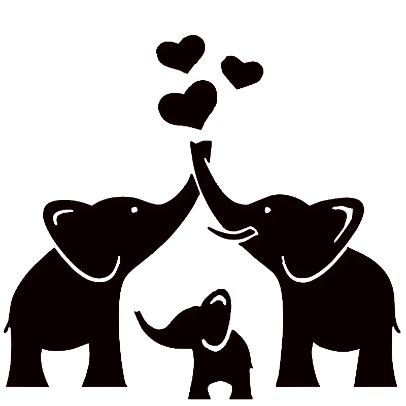 

15*13.8cm Warm And Romantic ELEPHANT FAMILY WITH HEARTS DECAL FOR CARS AND TRUCKS Car Sticker Car Accessories