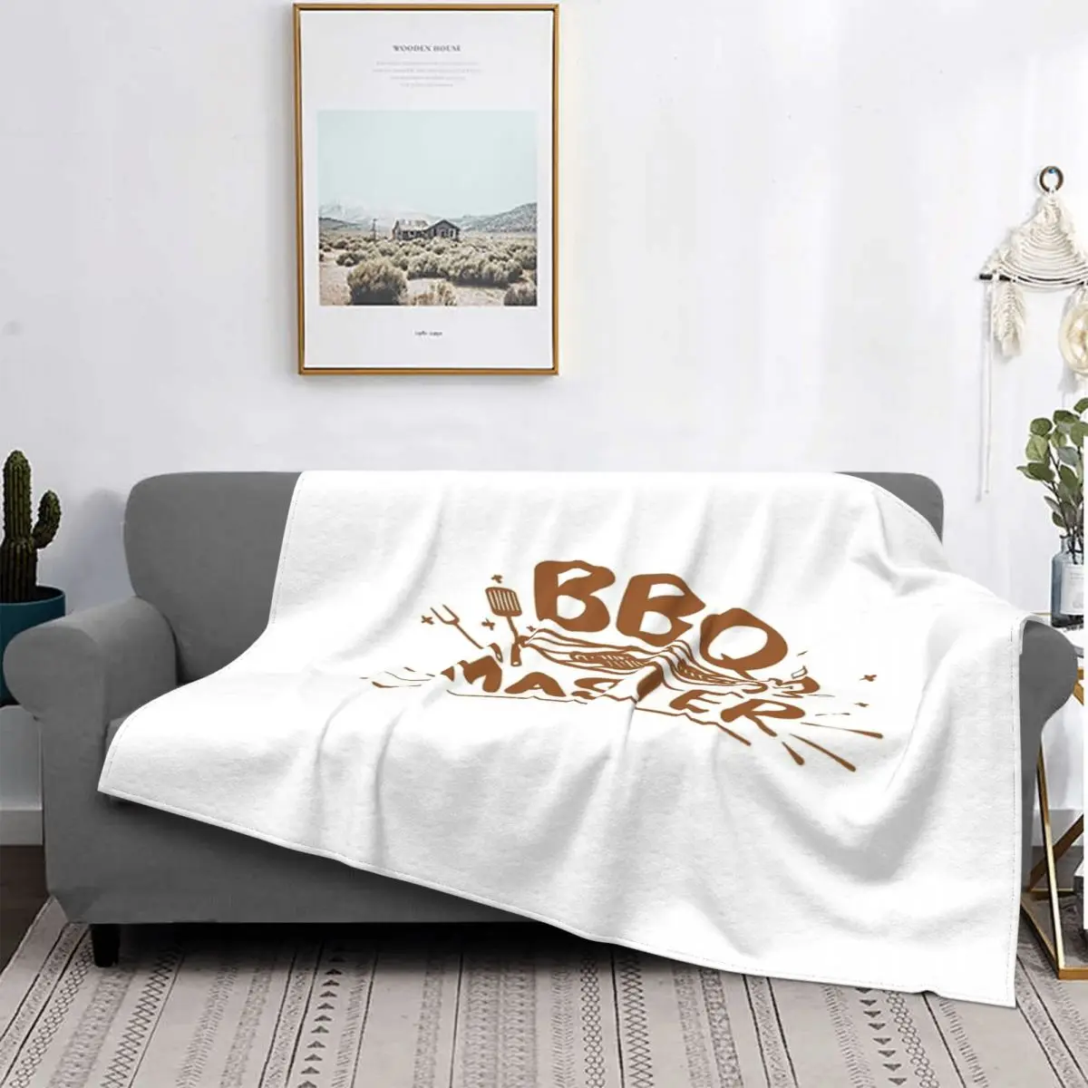 

Manta con frase Bbq Master, cubrecama a cuadros, manta doble, textil de lujo para el hogar