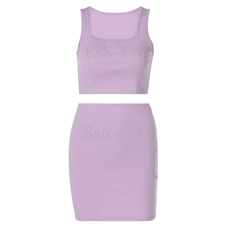 

93S114385K Summer fashion women's new hot drill sleeveless vest slim skirt suit