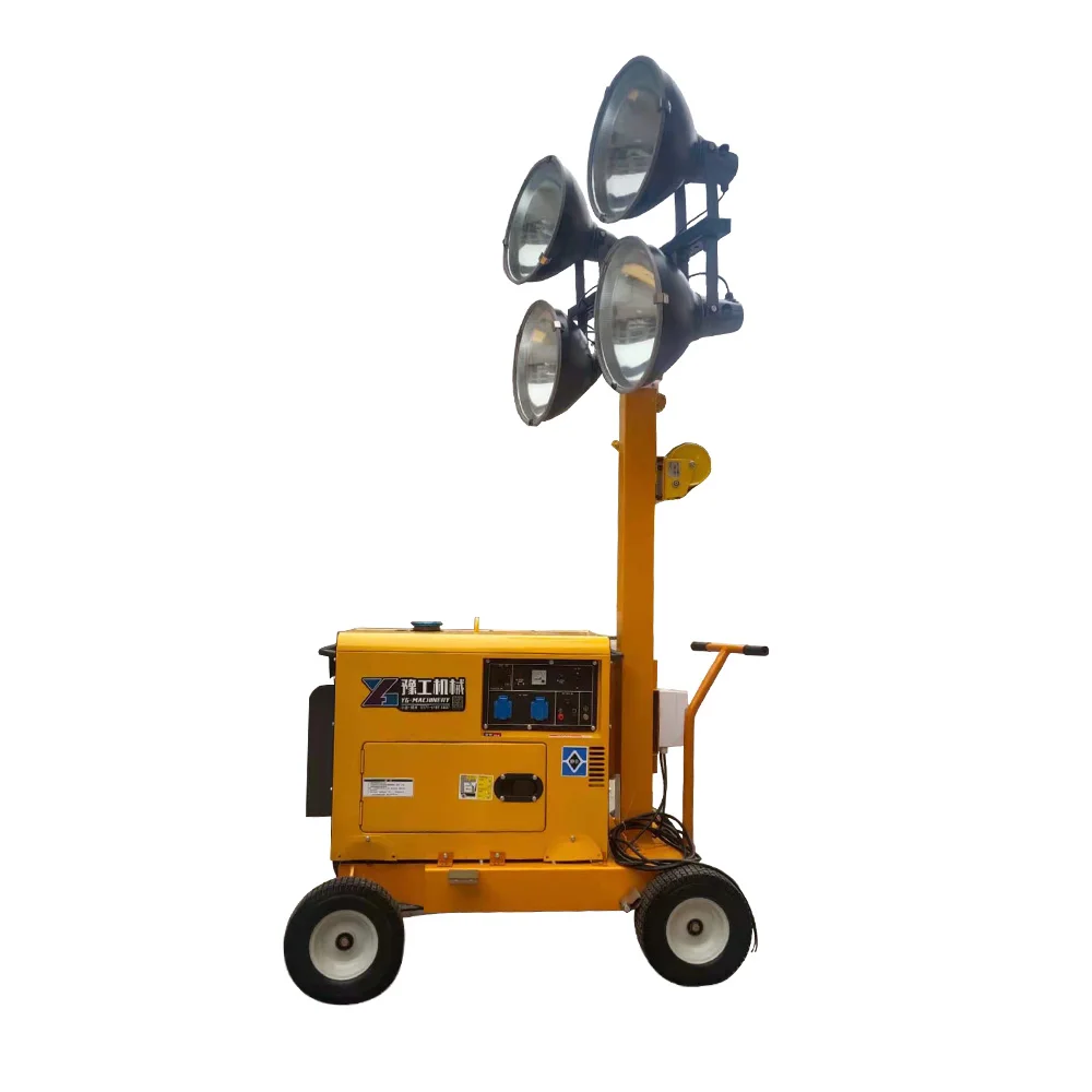 

4x100w Light 4.5m Engine Road Construction Lighting Equipment Mobile Lifting Lighthouse Honda Generator Led Lights