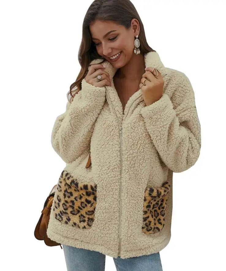 Women's Teddy coat Leopard Patchwork Casual female Faux Fur Coat Autumn Winter Warm Soft Furry Top casaco feminina outwear | Женская