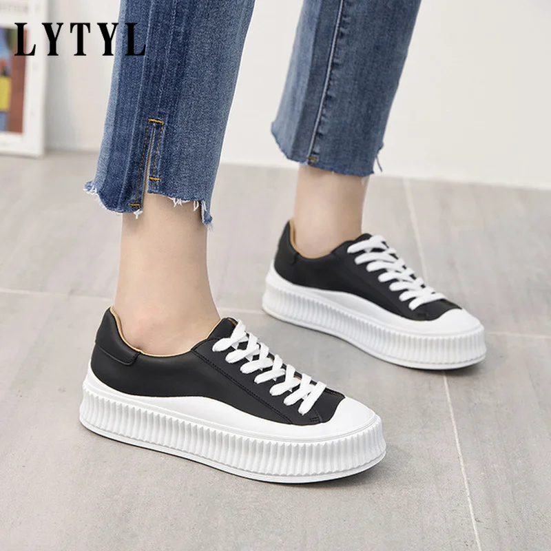

Women White Sneakers Fashion Flat Platform Shoes Comfortable Round Toe Casual Sneakers Women's Flat Shoes D1-48