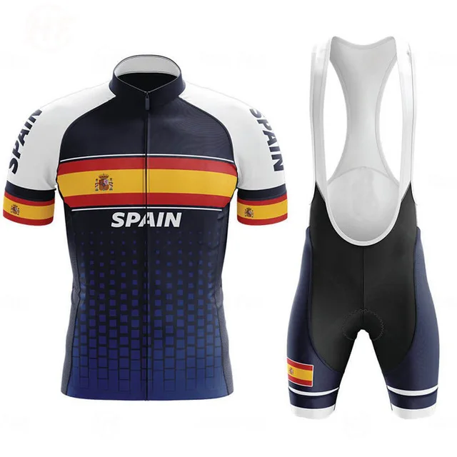 

2020 Pro Team Spain Men's Quick-drying Breathable Short Sleeve Cycling Jersey Set Cycling Wear Mountain Bike Wear Bib Shorts Set