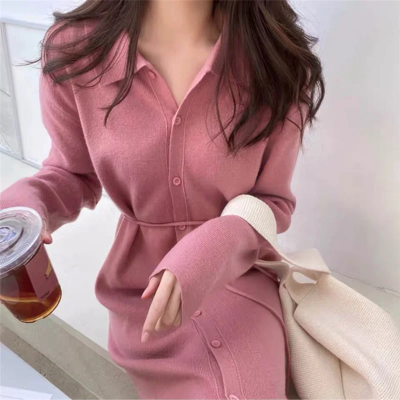 

CMAZ 2021 New High-Looking Wear Long below the Knee Fairy Sweater Skirt Inner Wear Base Knitted Dress for Women Autumn and Winte