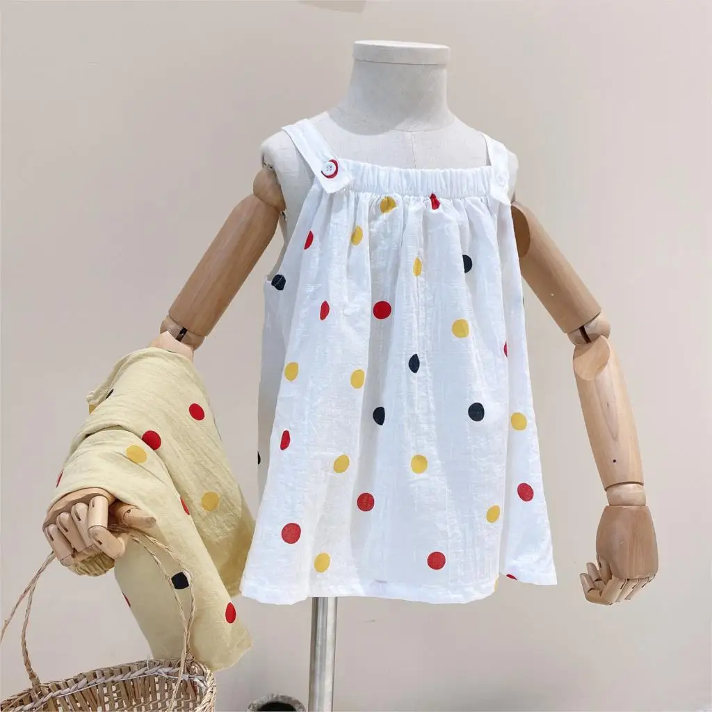 

2021 Kids Costume Clothing Spring And Summer New Products Dress For Girls Korean A-Line Summer Dress Color Polka Dot Dress